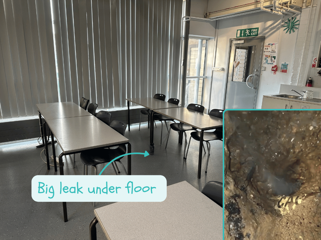 Large leak under school classroom