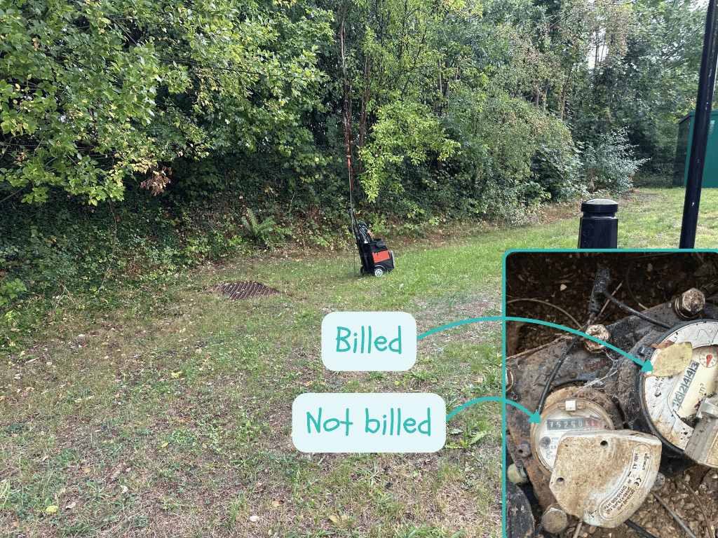 An unbilled water bypass meter